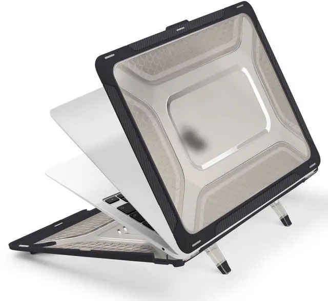 Alt view image 3 of 5 - Batianda Protective Case for Previous MacBook Pro 16 inch 2019 Release A2141 Model with Touch Bar,Heavy Duty Honeycomb Hard Shell with Slim TPU Bumper and Fold Kickstand & Keyboard Cover, Black