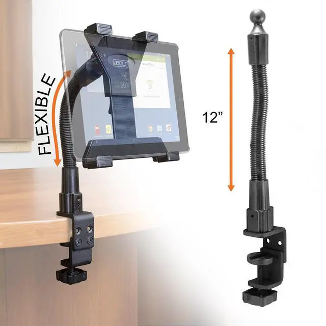 Alt view image 2 of 5 - iBolt TabDock Flexpro Clamp- Heavy Duty C-Clamp Mount for All 7" - 10" Tablets (iPad, Nexus, Samsung Galaxy Tab) for Desks, Tables, Wheelchairs, Carts, etc : Great for Homes, Schools, and Offices