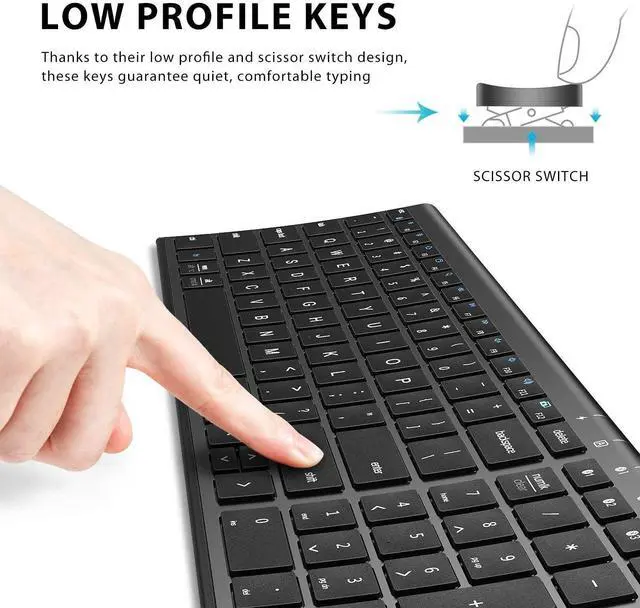 Alt view image 5 of 5 - iClever BK10 Bluetooth Keyboard, Universal Bluetooth 5.1 Wireless Keyboard with Number Pad, Ergonomic Design, Multi-Device Compatibility, Stable Connection for Mac, iPad, iPhone, Android, Windows
