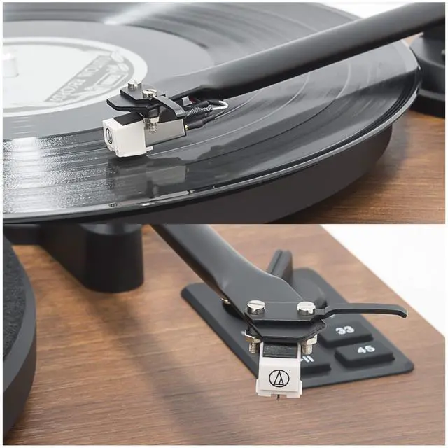 Alt view image 4 of 5 - mbeat Bluetooth Hi-Fi Vinyl Turntable Record Player with Bookshelf Speakers, 33/45 RPM, Wireless Streaming, MMC Stylus, Solid Metal Platter, Dust Cover & Adjustable Counterweight and Anti-Skating