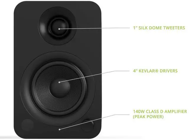Alt view image 3 of 5 - Kanto YU 140W Powered Speakers with Bluetooth® 4.2 and RCA Input | Features Signal Detection and Auto Stand-by | Remote Included | Pair | Matte Black