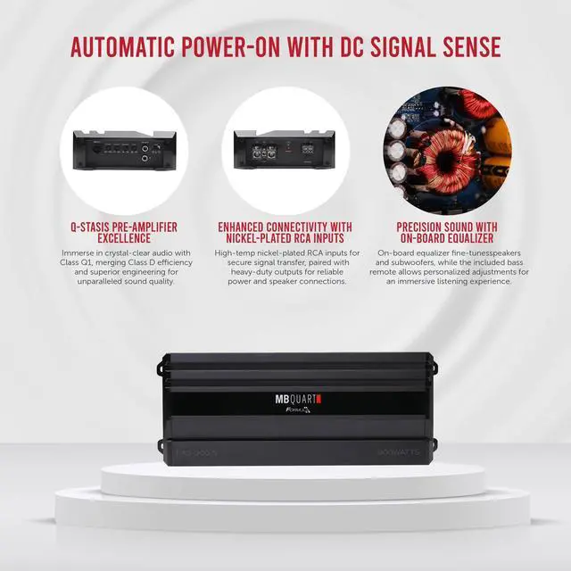 Alt view image 3 of 5 - MB Quart Formula 900 Watt 1 Ohm Stable 5 Channel Full Range Class Q1 Car Audio Mobile Amplifier with Bass Remote, FA2-900.5, Black