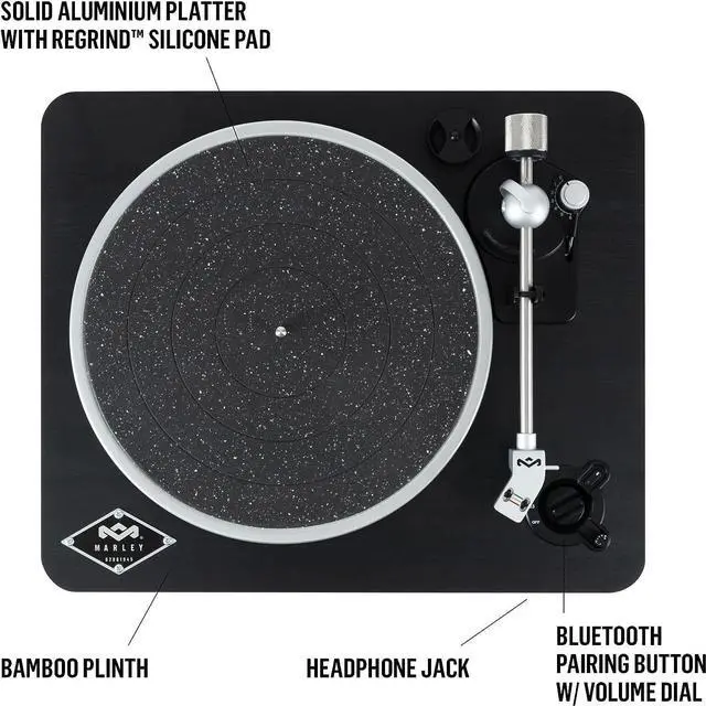 Alt view image 2 of 5 - House of Marley Stir It Up Wireless Bluetooth Turntable - Sustainably Crafted Bamboo Record Player, Recycled Rewind Fabric, Superior Sound, Black