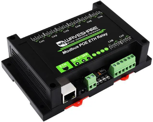 Main image of 8-CH Ethernet Relay Module, Adopt Modbus RTU/Modbus TCP Protocol, Supports PoE Power Supply, with Various Isolation and Protection Circuits, Industrial Grade Rail-Mount Case
