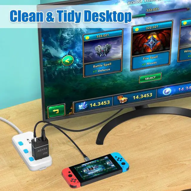 Alt view image 5 of 5 - AGVEE Portable Replacement Switch OLED Dock Station Adapter, Multi in 1, 4K HDMI PD 45W Compatible with Nintendo Switch OLED with USB Type-C 3.1 Gen 2 Power Cable, Black