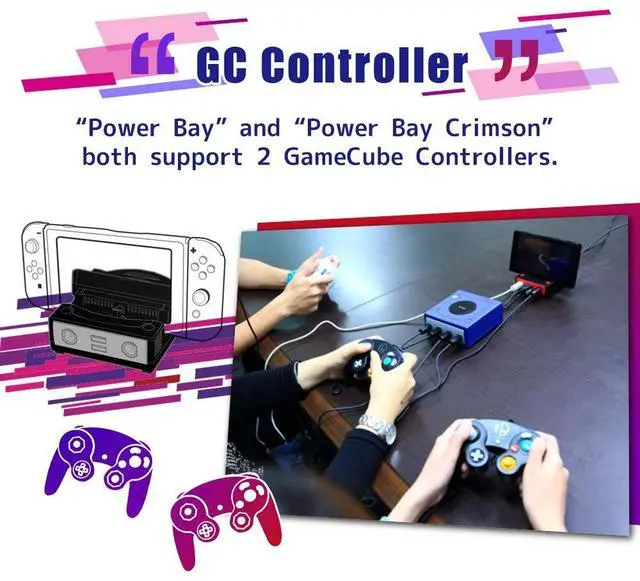 Alt view image 5 of 5 - Brook Power Bay - Portable and Fast Charging Dock Stand, Docking Station for Nintendo Switch, Compatible with Switch and Gamecube Controllers, Support HDMI Out Put and Two Bluetooth Headsets