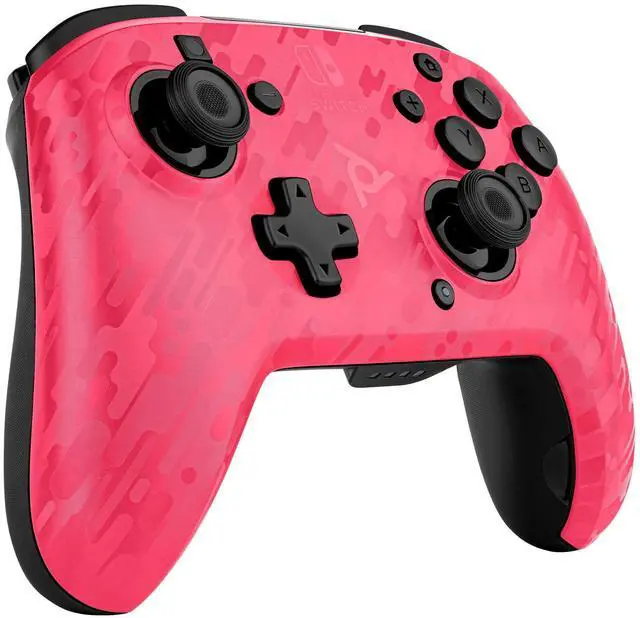 Alt view image 4 of 5 - PDP Gaming Faceoff Deluxe Wireless Switch Pro Controller - Pink Camo / Camouflage - Officially Licensed by Nintendo - Customizable buttons, sticks, triggers, and paddles - Motion Sensing Controllers