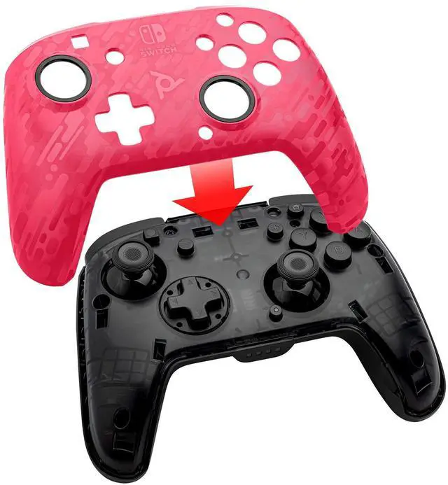 Alt view image 5 of 5 - PDP Gaming Faceoff Deluxe Wireless Switch Pro Controller - Pink Camo / Camouflage - Officially Licensed by Nintendo - Customizable buttons, sticks, triggers, and paddles - Motion Sensing Controllers