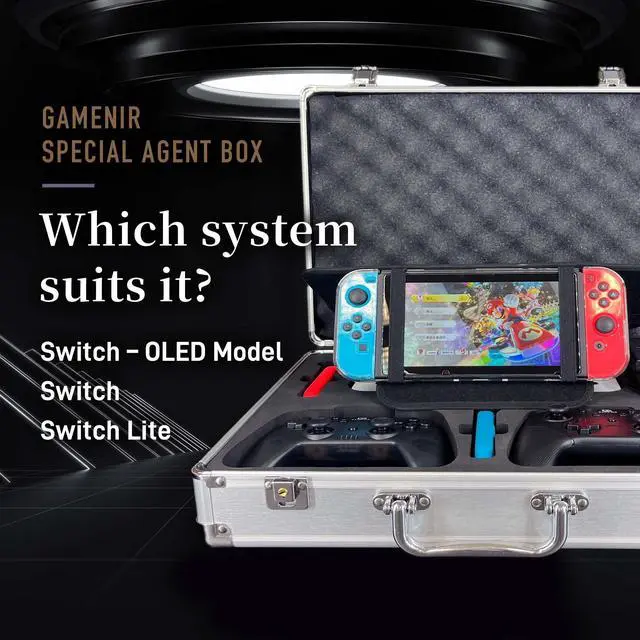 Alt view image 3 of 5 - GAMENIR SPECIAL AGENT BOX JUNIOR for Nintendo Switch OLED, Lite, Anti-riot, Lockable, Fully Equipped Storage, hard carrying case, storage stand, Storage Case Large, Switch console, BLACK