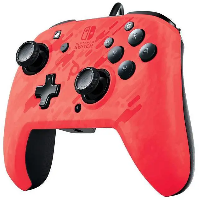 Alt view image 2 of 3 - PDP Gaming Faceoff Deluxe+ Wired Switch Pro Controller - Officially Licensed by Nintendo - Customizable gamepad buttons, sticks, triggers, and paddles - Ergonomic Controllers - Red Camo / Camouflage