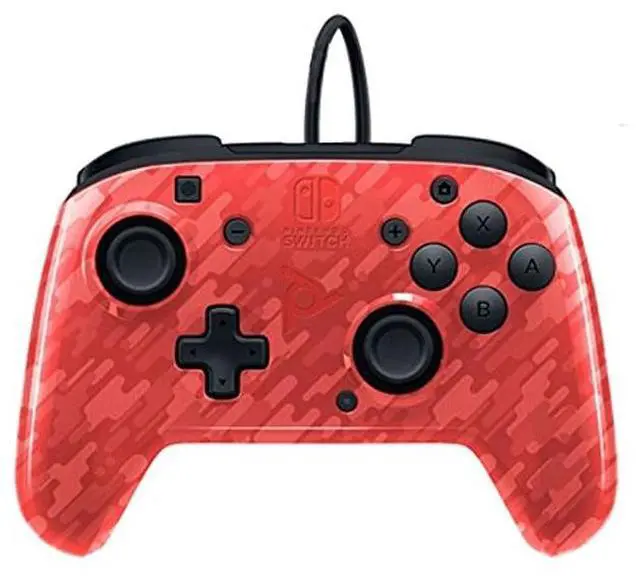 Alt view image 3 of 3 - PDP Gaming Faceoff Deluxe+ Wired Switch Pro Controller - Officially Licensed by Nintendo - Customizable gamepad buttons, sticks, triggers, and paddles - Ergonomic Controllers - Red Camo / Camouflage