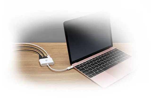 Alt view image 3 of 4 - IOGEAR USB-C to 1 to 3 Adapter - 1 HDMI Out - 1 USB A Out - 1 USB-C - 100W Power - 4K@30Hz - MacBook Pro - iMac - Chromebook - More Type-C - GUC3C3H