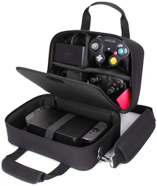 Main image of USA Gear Sling Bag Compatible with Nintendo Switch 2, Dock Station, Gamecube / Pro Controller, Joy Cons & more Nintendo Switch 2 Accessories - Customizable Interior, Shoulder Strap - Black