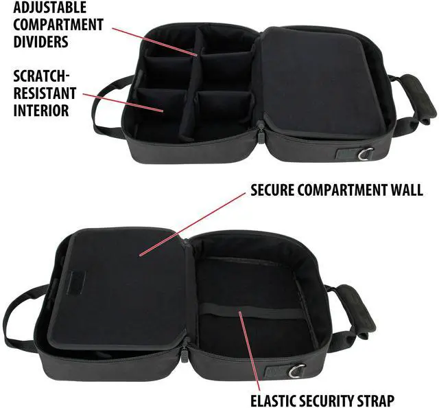 Alt view image 4 of 5 - USA Gear Sling Bag Compatible with Nintendo Switch 2, Dock Station, Gamecube / Pro Controller, Joy Cons & more Nintendo Switch 2 Accessories - Customizable Interior, Shoulder Strap - Black