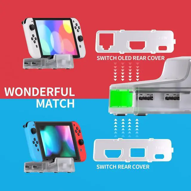 Alt view image 3 of 5 - eXtremeRate AiryDocky DIY Kit LED Version Replacement Shell Case Compatible with Nintendo Switch Dock, Redesigned IR Remote Control 7 Color 50 Effects RGB LED Kit for Nintendo Switch OLED Dock