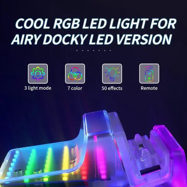 Alt view image 5 of 5 - eXtremeRate AiryDocky DIY Kit LED Version Replacement Shell Case Compatible with Nintendo Switch Dock, Redesigned IR Remote Control 7 Color 50 Effects RGB LED Kit for Nintendo Switch OLED Dock
