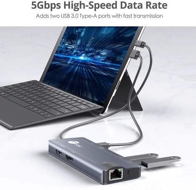 Alt view image 5 of 5 - SIIG Mini-DP 4K Video Dock with USB 3.0 LAN Hub