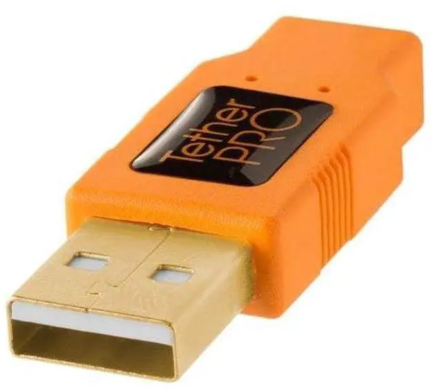 Alt view image 3 of 5 - Tether Tools TetherPro USB 2.0 to Mini-B 8-Pin Cable | for Fast Transfer Between Camera and Computer | High Visibility Orange | 15 Feet (4.6 m)