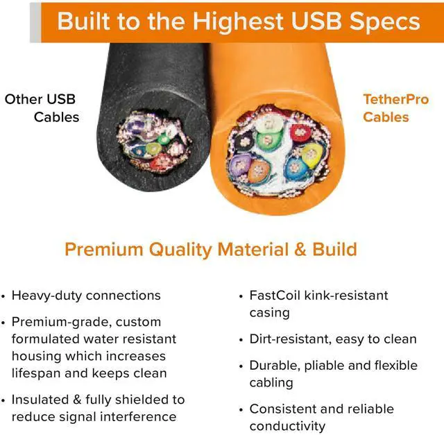 Alt view image 5 of 5 - Tether Tools TetherPro USB 2.0 to Mini-B 8-Pin Cable | for Fast Transfer Between Camera and Computer | High Visibility Orange | 15 Feet (4.6 m)