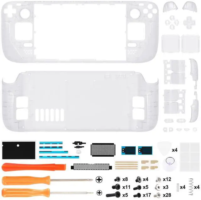 Alt view image 2 of 5 - eXtremeRate Transparent Clear Custom Faceplate Back Plate Shell for Steam Deck LCD, Handheld Console Replacement Housing Case, DIY Full Set Shell Buttons for Steam Deck - Console NOT Included