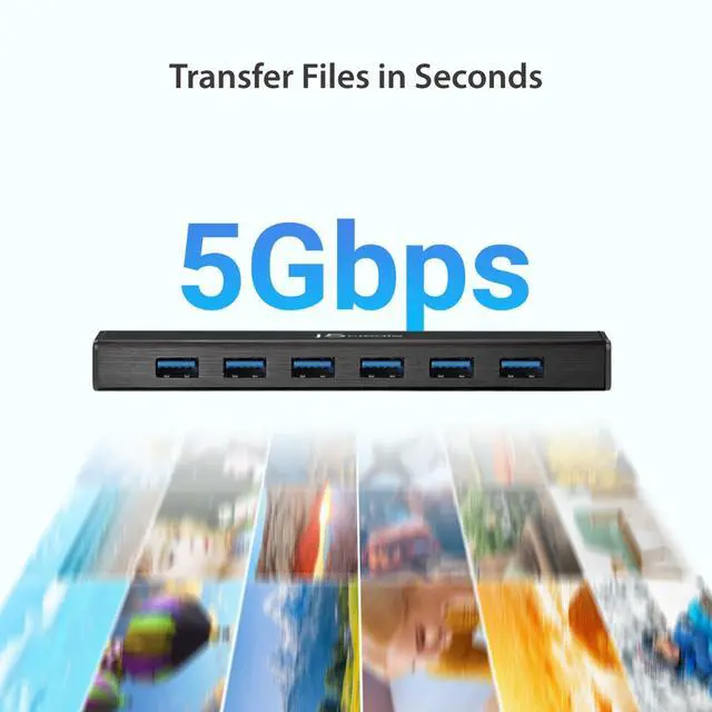 Alt view image 3 of 5 - j5create 7-Port Powered USB 3.0 Data Hub with 3.3 ft Extended Cable [20W Power Adapter Included] for Mac, MacBook, Windows, Laptop, Surface, XPS, PC (JUH377)