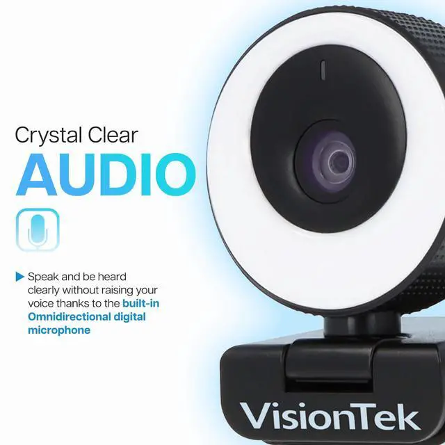 Alt view image 5 of 5 - VisionTek VTWC40 Premium Autofocus Full HD 1080P 60FPS Webcam, Chromebook, Computer Video Camera, Digital Dual Microphones, Privacy Cover, 96-Degree Viewing Angle, Work, Study, & Stream (901442)