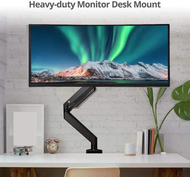 Alt view image 5 of 5 - SIIG Single Monitor Desk Mount, 17" to 43", Heavy-Duty Premium Gas Spring, Fits Flat/Curved/Ultrawide Monitor, Load 33 lbs Max, VESA 75x75 100x100, 200x200, C-Clamp and Grommet Base (CE-MT2Z11-S1)
