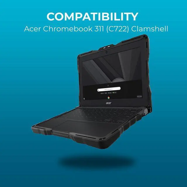 Alt view image 3 of 5 - Gumdrop DropTech Laptop Case Fits Acer Chromebook 311 (C722) Clamshell. Designed for K-12 Students, Teachers and ClassroomsDrop Tested, Rugged, Shockproof Bumpers for Reliable Device ProtectionBlack