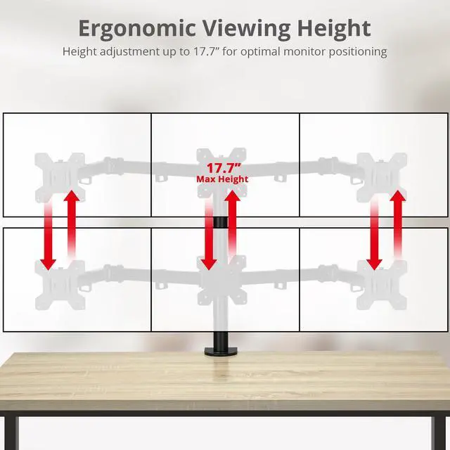 Alt view image 5 of 5 - SIIG Articulating Triple Monitor Desk Mount Desk Mount, Black (CE-MT0R12-S3)