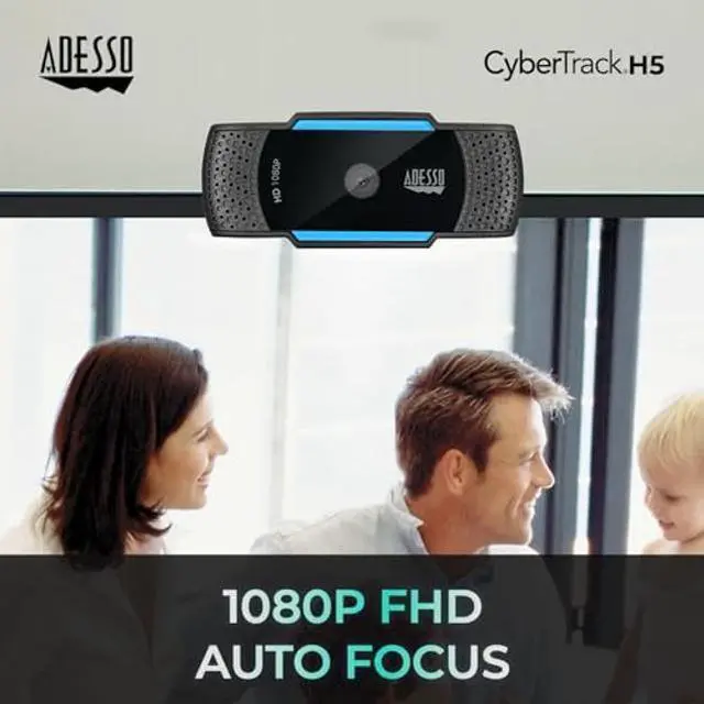 Alt view image 4 of 5 - Adesso CyberTrack H5-TAA 1080P HD Auto Focus Webcam with Built-in Dual Microphone, Tripod Mount and Privacy Shutter Cover TAA Compliant