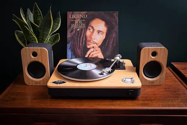 Alt view image 2 of 5 - House of Marley Get Together Duo, Powerful Bookshelf Speakers with Wireless Bluetooth Connectivity and Sustainable Materials