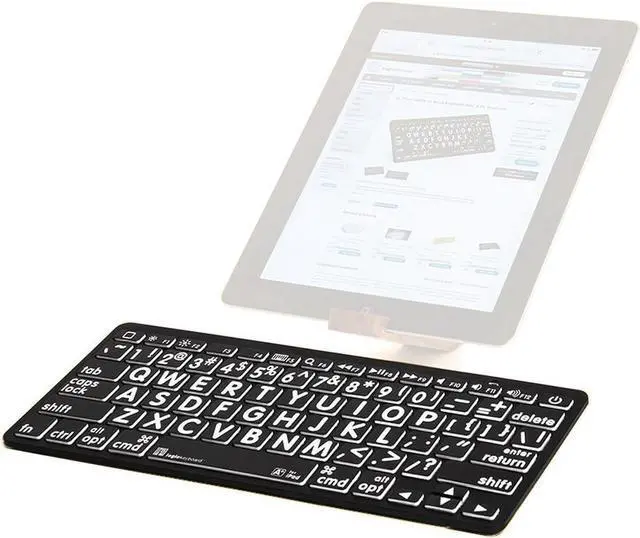 Alt view image 2 of 5 - Logickeyboard BT Wireless with Large Print * for iPad and Mac * White Letters on Black Keys * p/n LKBU-LPWB-BTON-US