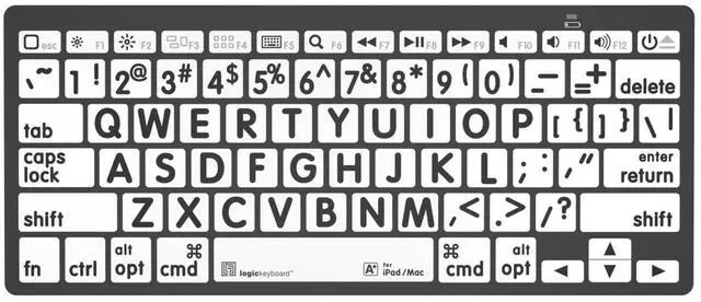 Main image of Logickeyboard BT Wireless with Large Print  for iPad and Mac  Black Letters on White Keys  p/n LKBU-LPBW-BTON-US