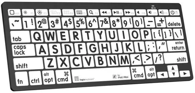 Alt view image 2 of 5 - Logickeyboard BT Wireless with Large Print  for iPad and Mac  Black Letters on White Keys  p/n LKBU-LPBW-BTON-US