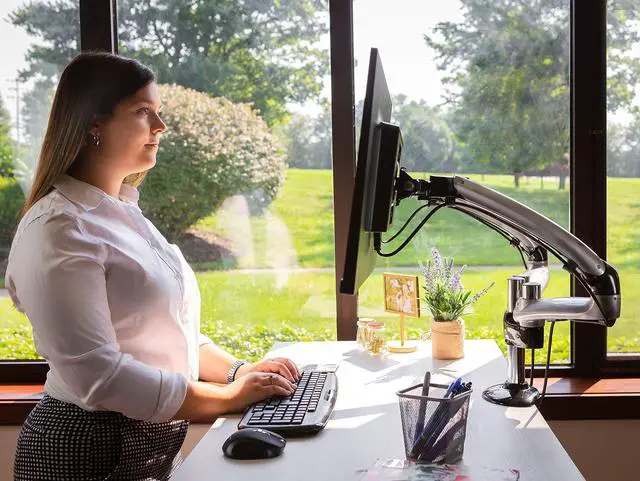 Alt view image 5 of 5 - Ergotech Dual Freedom Arm, Includes Two Aluminum Articulating Arms, 8.4-17.8 lbs. Weight Capacity per Arm, Suitable for Monitors up to 27 inches, VESA Compatible 75×75, 100×100, Silver