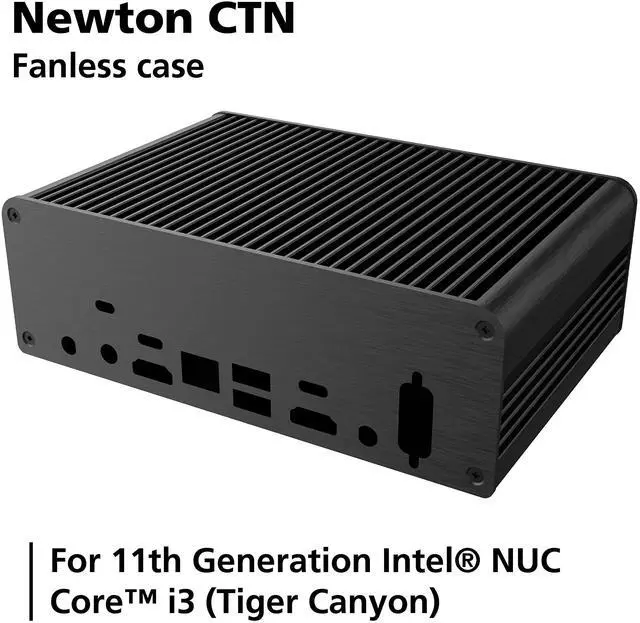 Alt view image 2 of 5 - Akasa Newton CTN, Designed for Intel® 11th Generation NUC Core i3 (Tiger Canyon), Compact 1.06L Aluminium Fanless Case, Supports one M.2 SSD and VESA mounting, A-NUC75-M1B