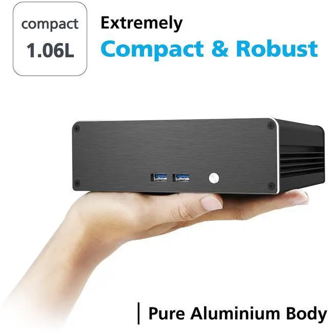 Alt view image 5 of 5 - Akasa Newton CTN, Designed for Intel® 11th Generation NUC Core i3 (Tiger Canyon), Compact 1.06L Aluminium Fanless Case, Supports one M.2 SSD and VESA mounting, A-NUC75-M1B