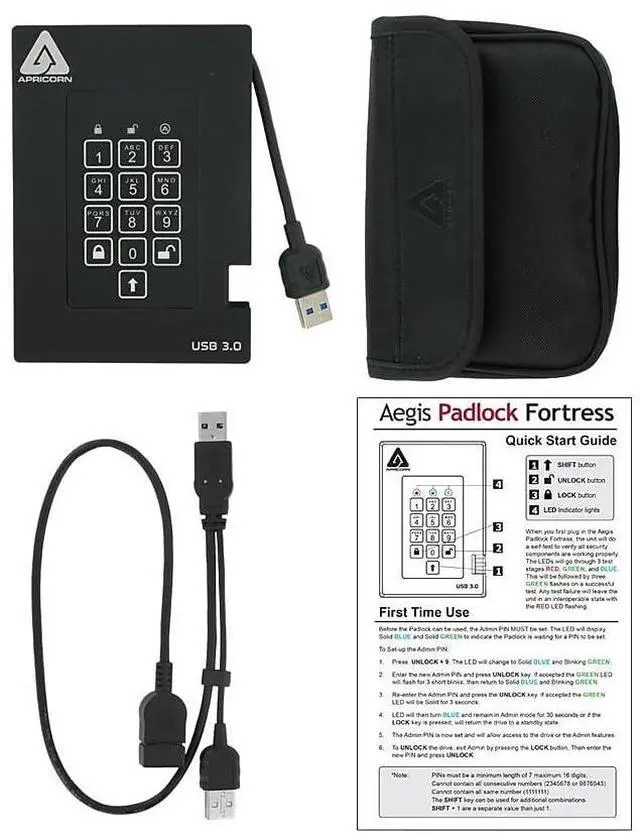 Alt view image 4 of 5 - Aegis Fortress 2TB USB 3.0 External Hard Drive, Black