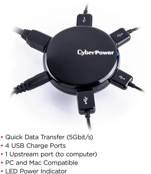 Alt view image 2 of 4 - CyberPower CPH430PB 4 Port USB 3.0 SuperSpeed Hub - Black