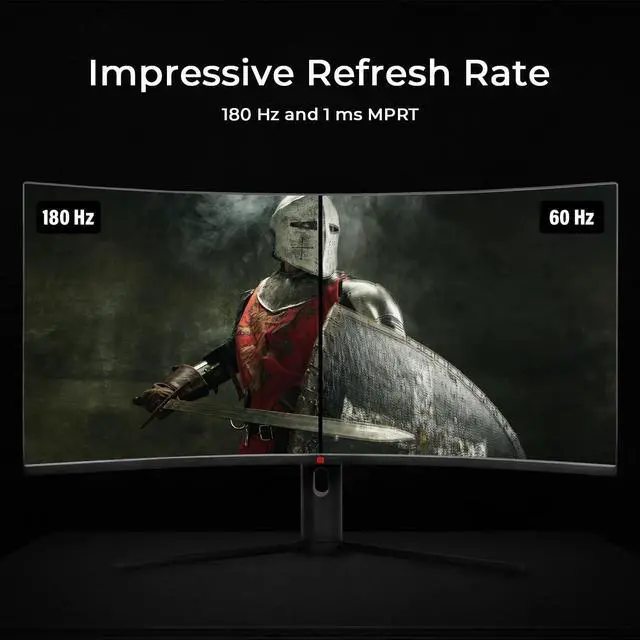 Alt view image 3 of 5 - Deco Gear 34" 3440x1440 21:9 Ultrawide Curved Monitor, 180Hz, HDR10, 4000:1 Contrast Ratio, 99% sRGB, 16.7 Million Colors, Adaptive Sync, Blue Light Reduction