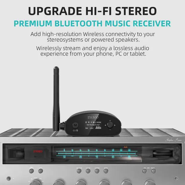 Alt view image 2 of 5 - 1Mii DS500 LDAC Bluetooth Hifi Receiver, Long Range Bluetooth 5.1 Audio Adapter w/Audiophile DAC, aptX HD & Low Latency, OLED Display & Optical Coaxial AUX Output for Home Stereo/AV Receiver/Amplifier