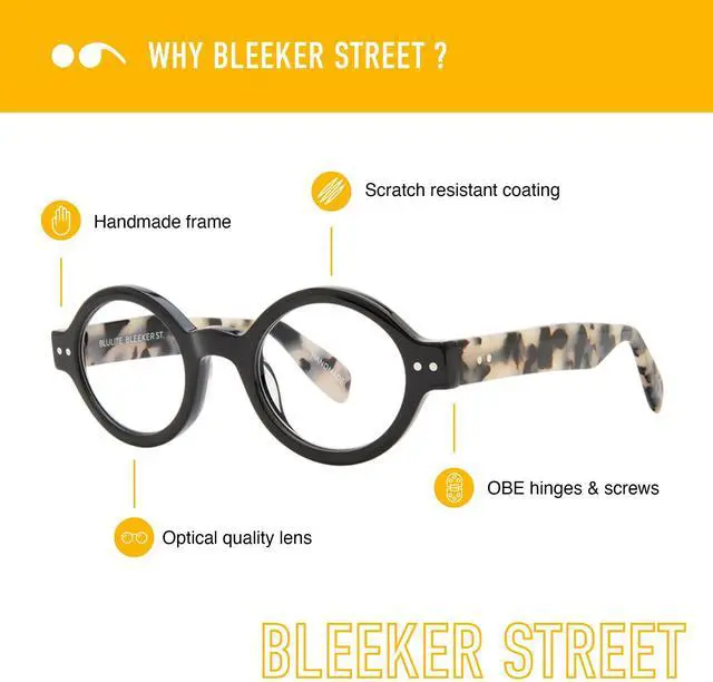Alt view image 2 of 5 - Scojo New York Bleeker Street Reading Glasses, Handmade Scratch Resistant Readers for Women and Men, Navy Horn/Crystal - 2.75x