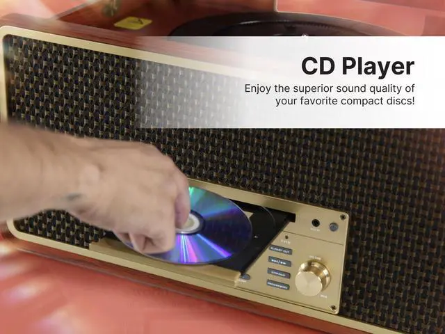 Alt view image 5 of 5 - Victor VWRP-5000 Monument 8-in-1 Bluetooth Turntable with 3-Speed Vinyl Record Player, Cassette, CD Player, AM/FM Radio, USB, Aux Input, and Built-in Speakers  Ideal for Vinyl Lovers