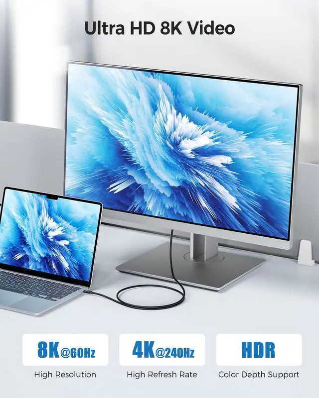 Alt view image 3 of 5 - Cable Matters [Intel Certified] 40Gbps Thunderbolt 4 Cable 3.3ft with 8K Video and 240W Charging - 1m, Compatible with USB4, Thunderbolt 3 Cable and USB-C