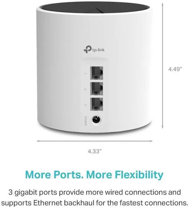 Alt view image 5 of 5 - TP-Link  X55 AX3000 WiFi 6 Mesh System - Covers up to 2500 Sq.Ft., Replaces Wireless Router and Extender, 3 Gigabit Ports, Supports Ethernet Backhaul(1-Pack)