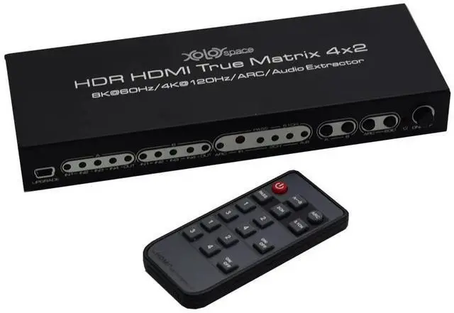 Main image of XOLORspace 43420A HDMI 2.1 8K HDR HDMI True Matrix Switch 4x2 Supports 4k 120hz and Dolby Vision with Optical and L/R Audio Extractor and ARC