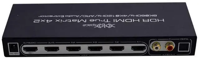 Alt view image 5 of 5 - XOLORspace 43420A HDMI 2.1 8K HDR HDMI True Matrix Switch 4x2 Supports 4k 120hz and Dolby Vision with Optical and L/R Audio Extractor and ARC