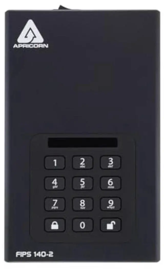 Alt view image 2 of 5 - Apricorn 4TB Aegis Desktop Padlock FIPS 140-2 Validated 256-Bit Encrypted Hard Drive (ADT-3PL256F-4000)