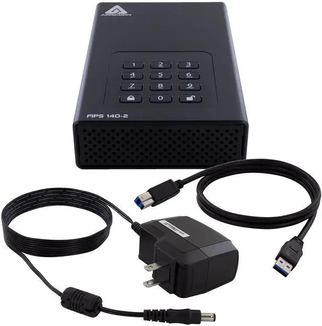 Alt view image 5 of 5 - Apricorn 4TB Aegis Desktop Padlock FIPS 140-2 Validated 256-Bit Encrypted Hard Drive (ADT-3PL256F-4000)