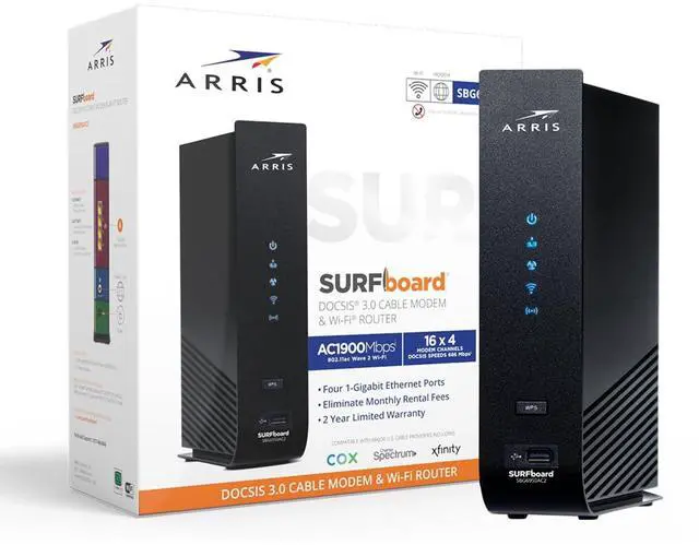 Alt view image 5 of 5 - ARRIS Surfboard SBG6950AC2 DOCSIS 3.0 Cable Modem & AC1900 Wi-Fi Router , Approved for Comcast Xfinity, Cox, Charter Spectrum & more , Four 1 Gbps Ports , 400 Mbps Max Internet Speeds
